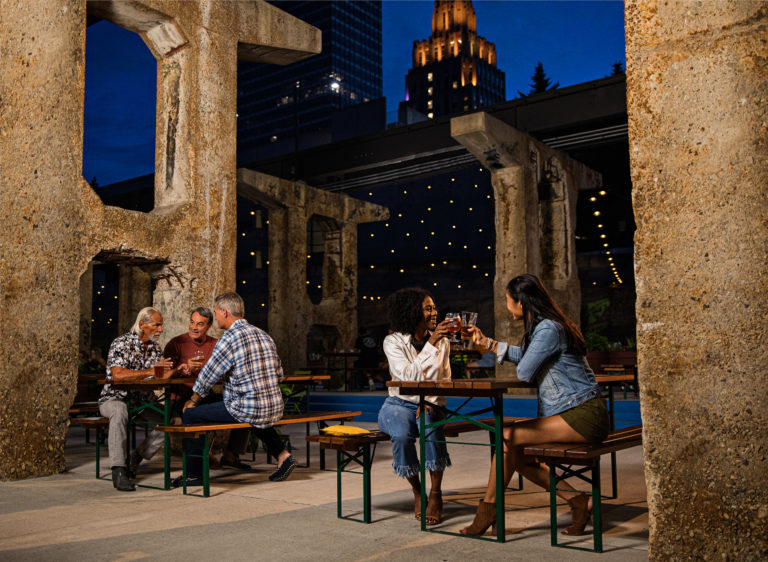 Incendiary Brewing patio at sunset