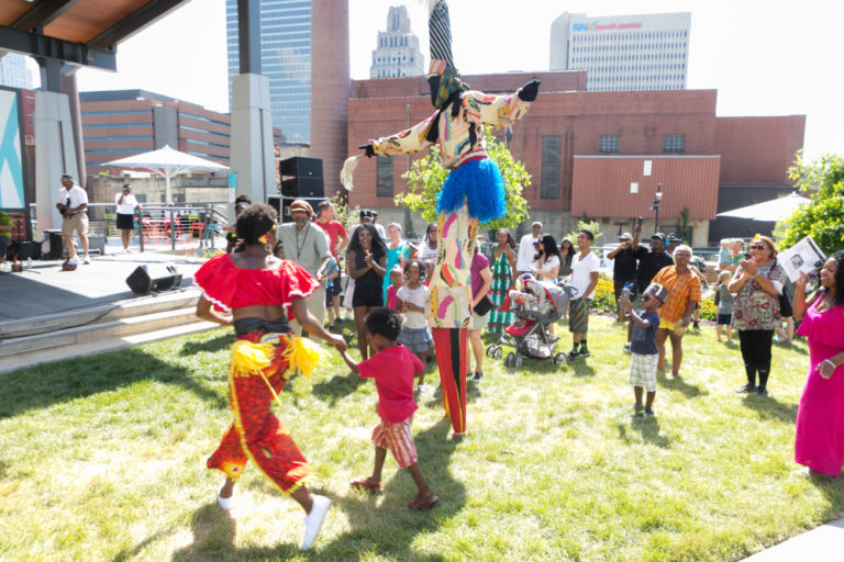 Juneteenth performances on the Jubilee Stage in Bailey Park, one of two stages hosting live music during the festival.