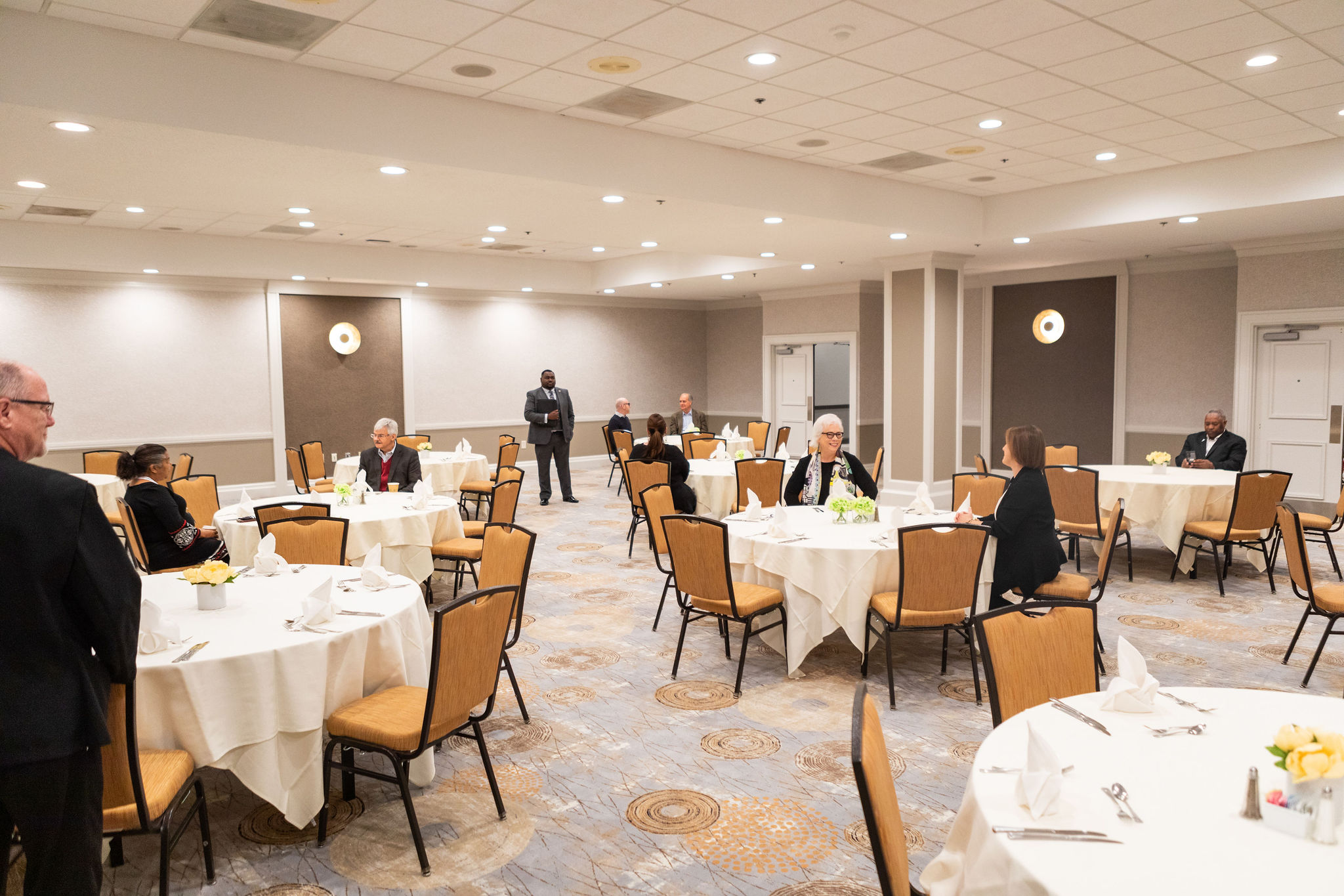 Dining set up at Benton Convention Center