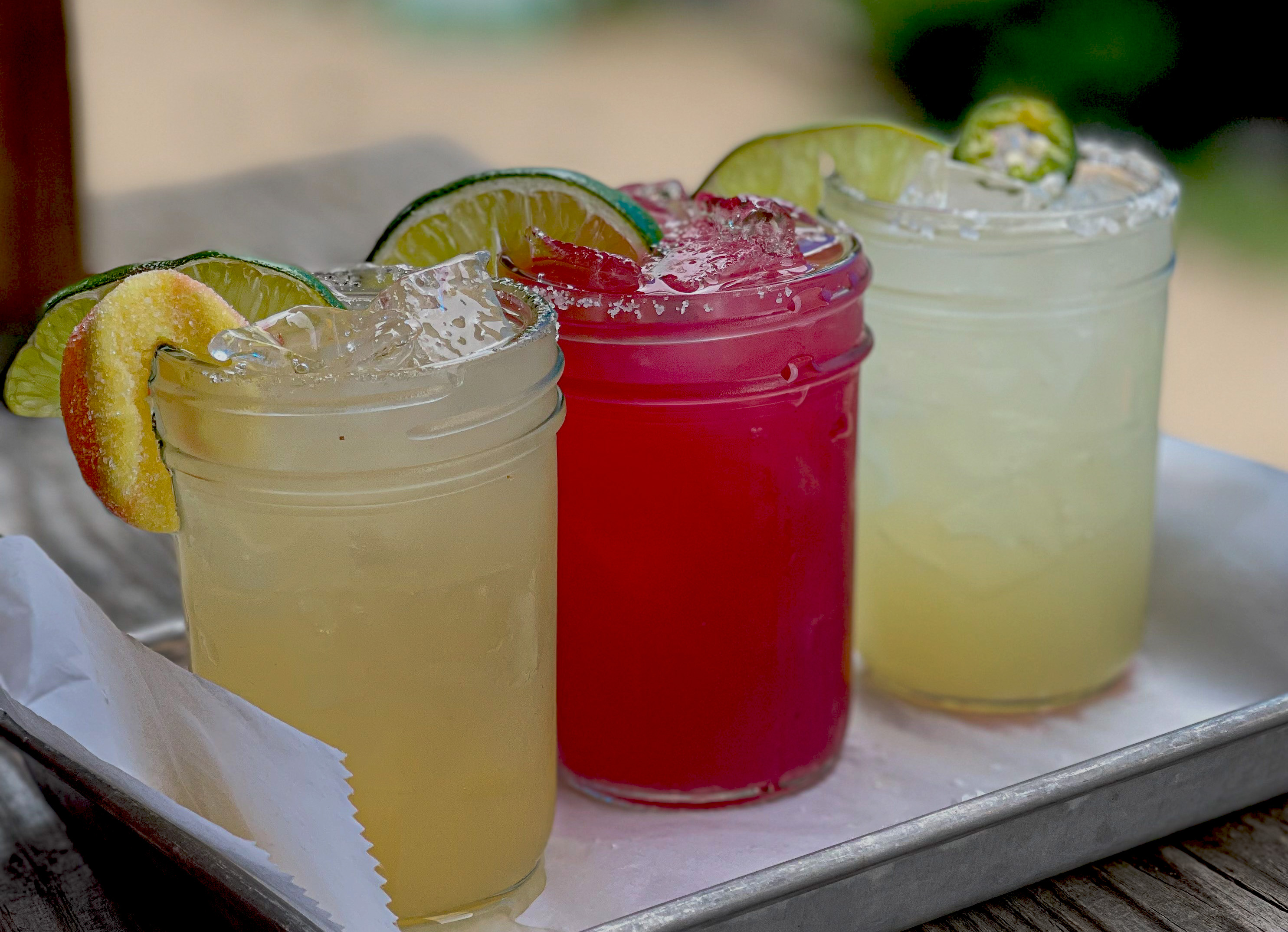 Margarita flights at The Porch Kitchen & Cantina