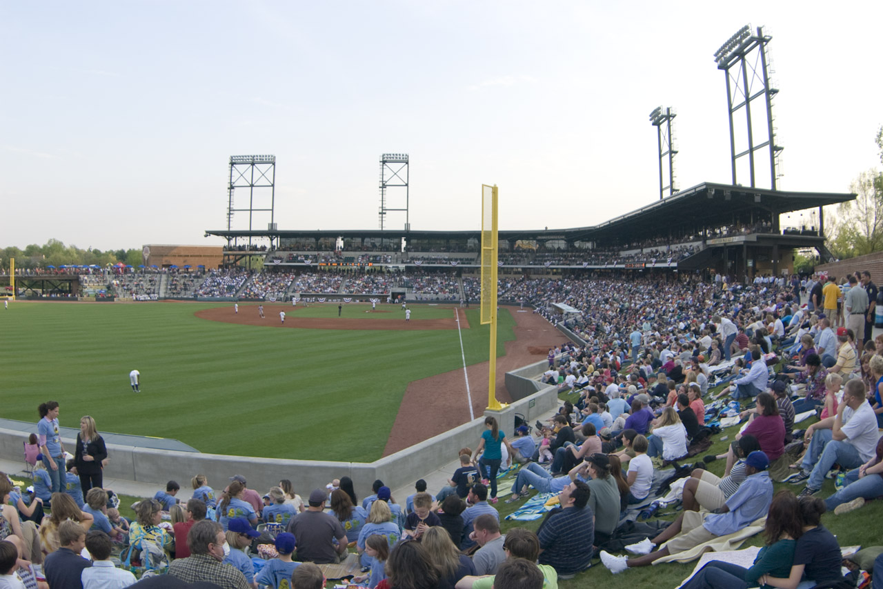 The grassy berm at Truist Stadium during a Dash game