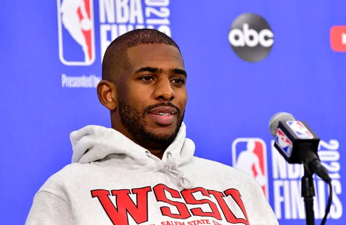 Chris Paul at the NBA finals in WSSU hoodie