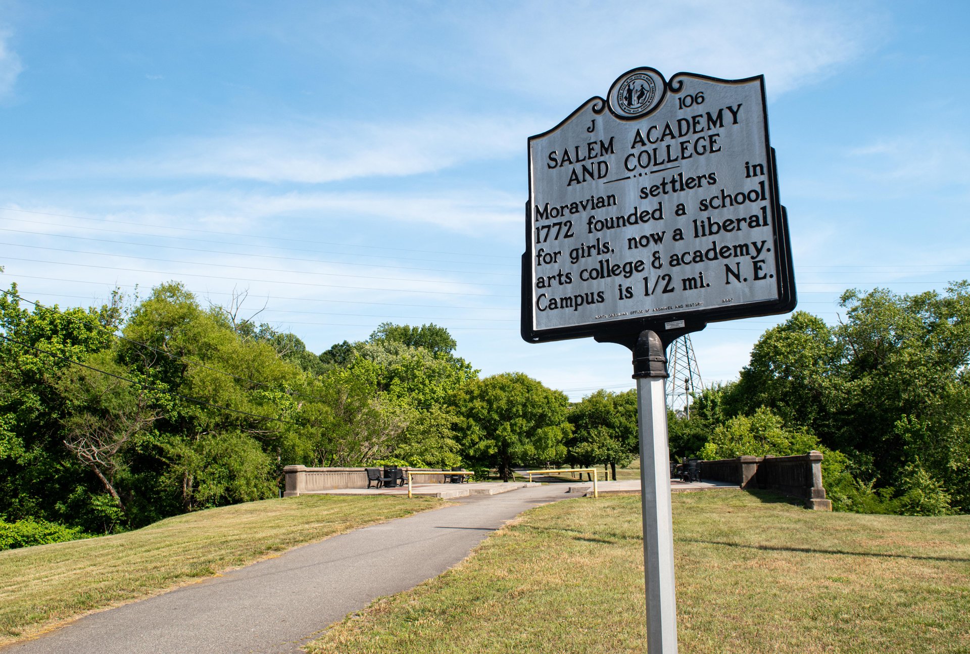 Salem College historic marker Salem Creek Greenway