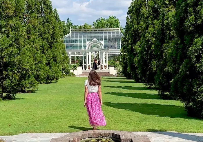 Content creator Megan Willets in Reynolda Gardens