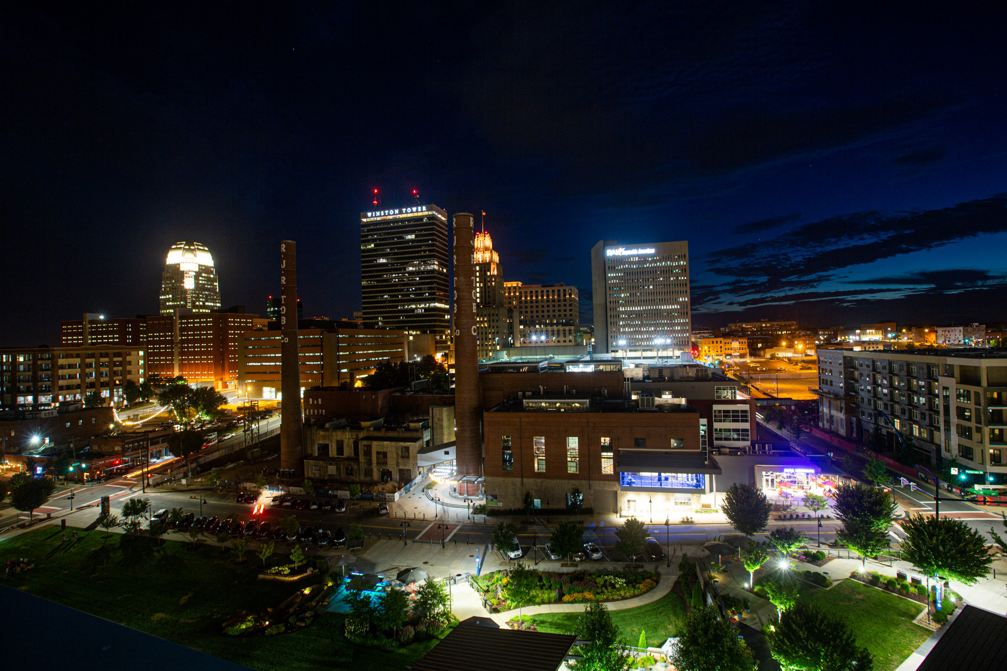 Downtown Winston-Salem skyline at night