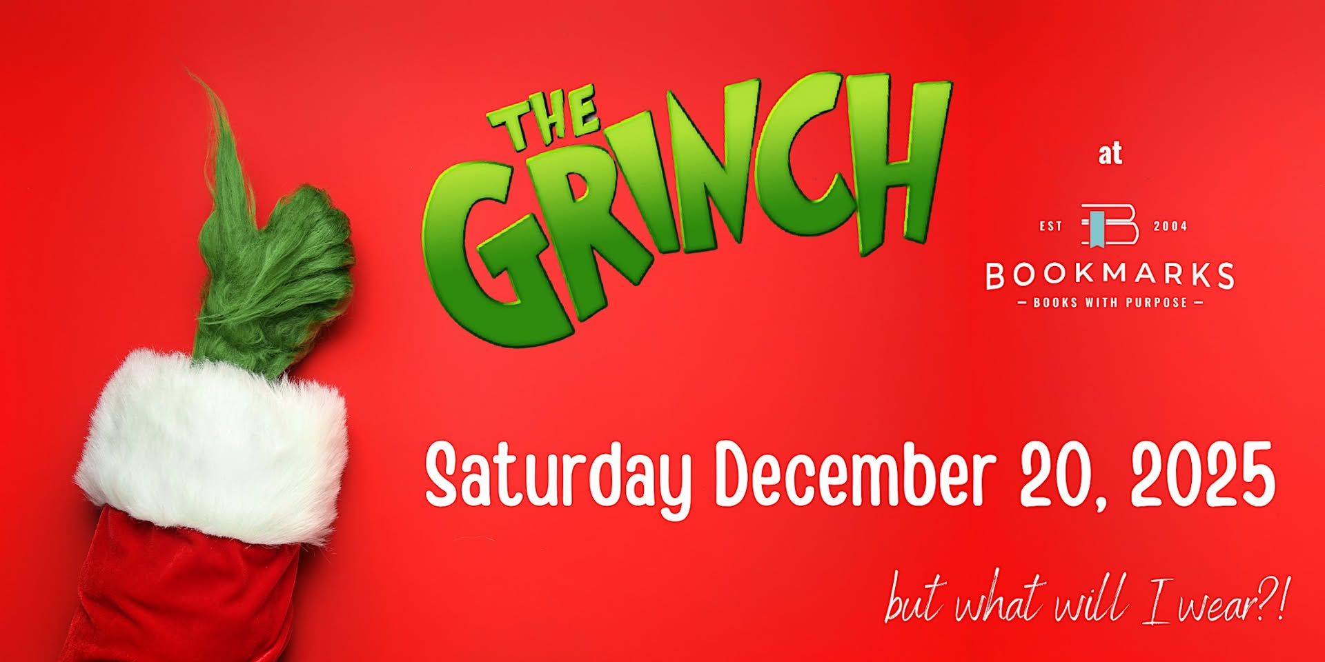 The Grinch at Bookmarks Photo