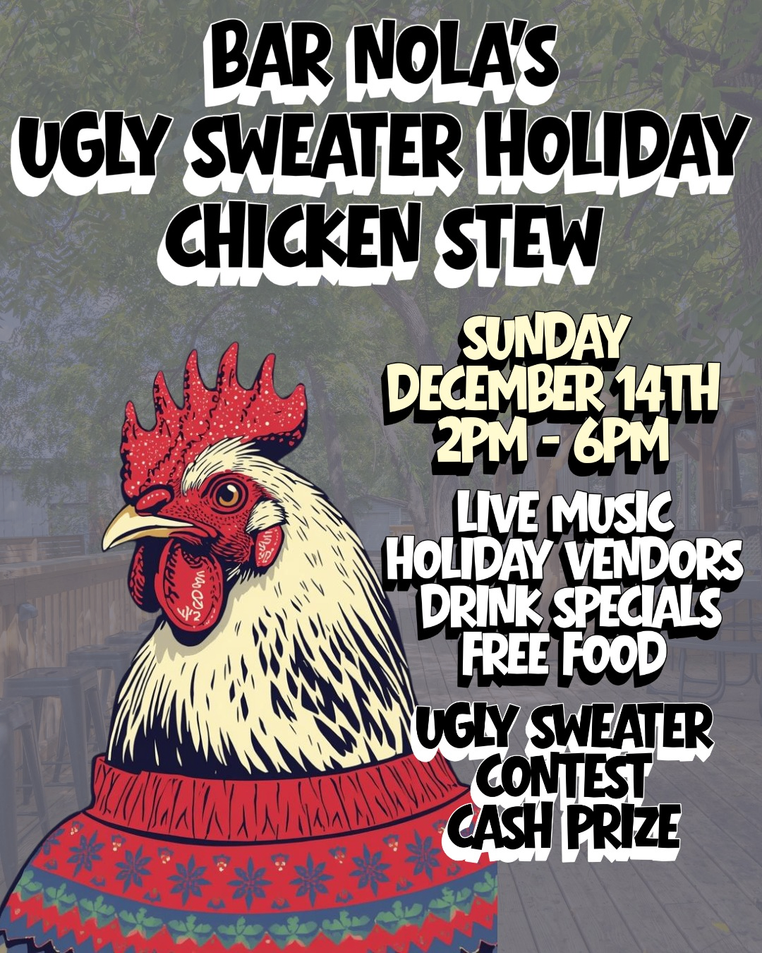 Ugly Sweater Holiday Chicken Stew w/ Holiday Vendors at Bar Nola Photo