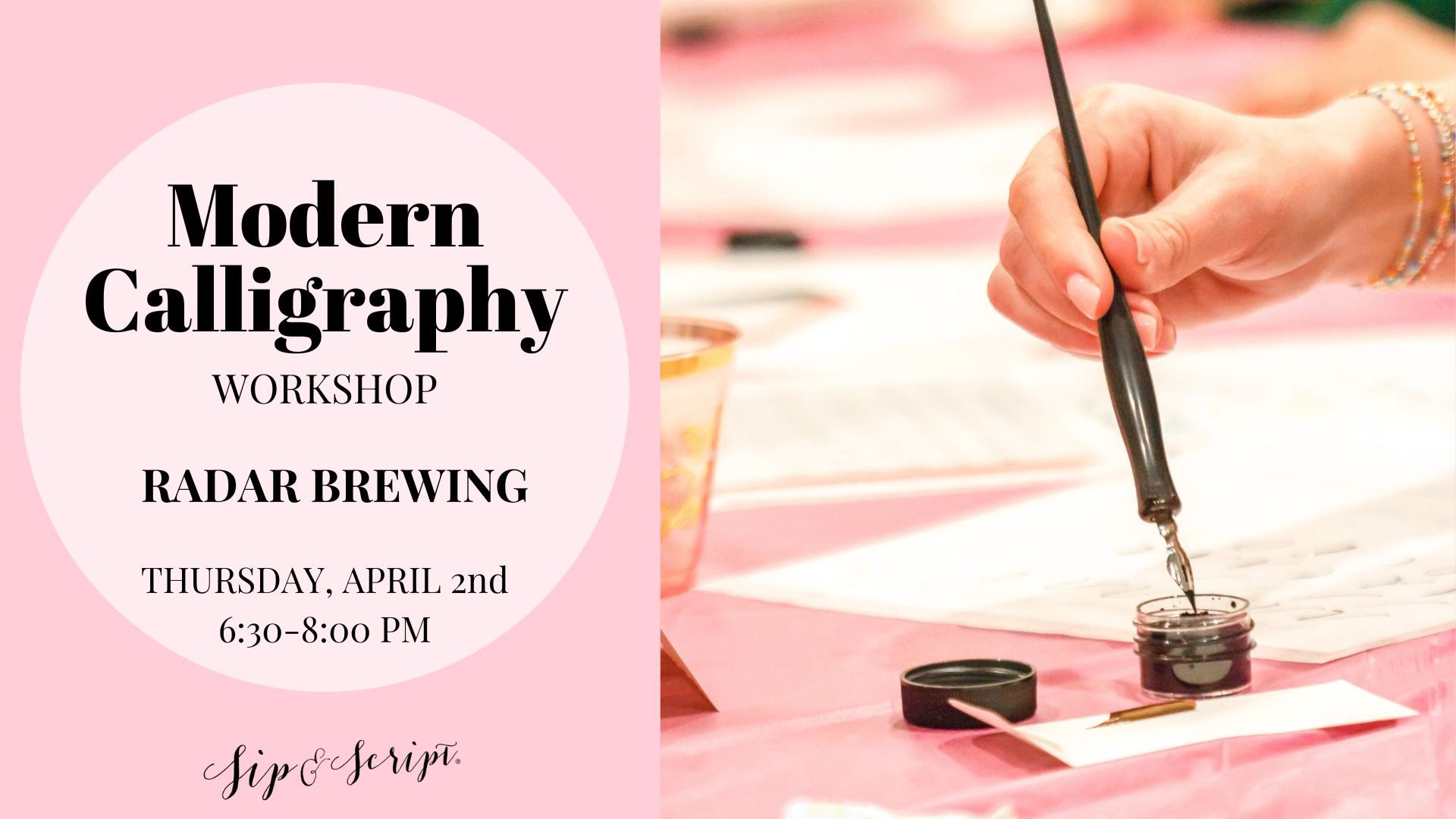 Modern Calligraphy for Beginners at Radar Brewing Company Photo