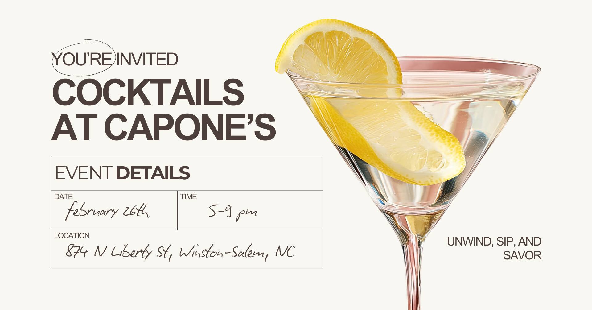 Cocktails at Capone's | Thursday, February 26th Photo