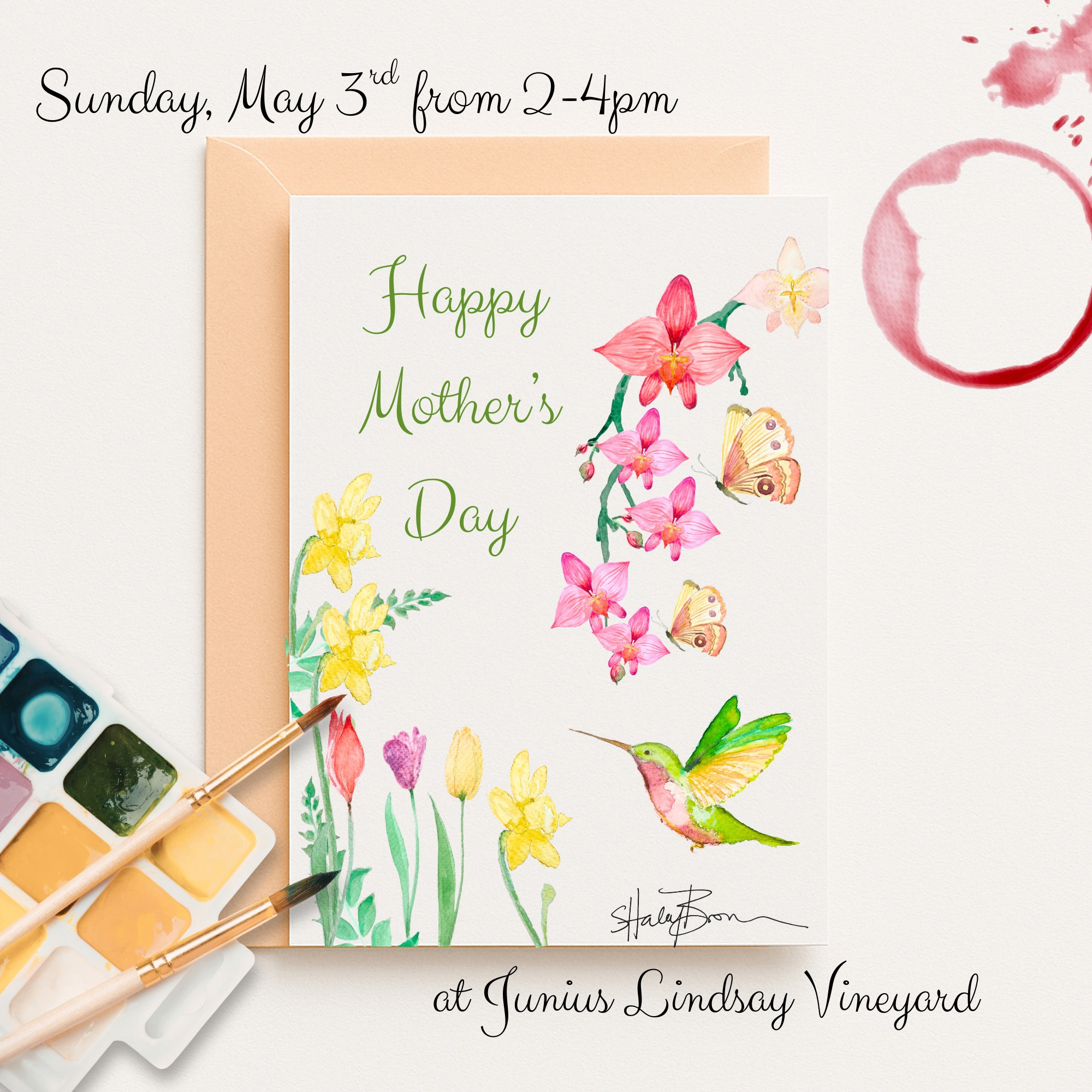 Spring Watercolor &amp; Wine: Hand Painted Mother's Day Cards Photo