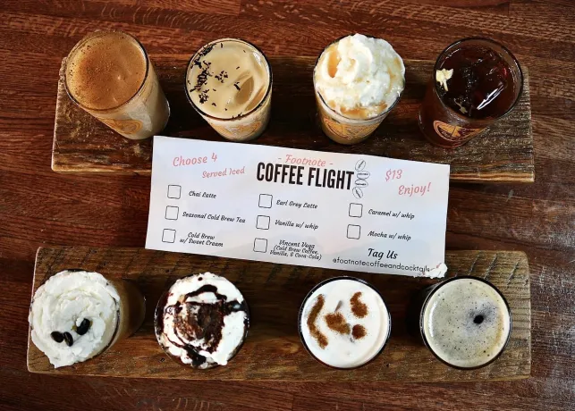 Coffee flights from Footnote Coffee & Cocktails