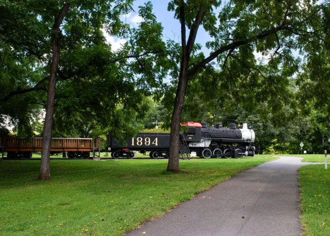 Tanglewood train locomotive blue trail