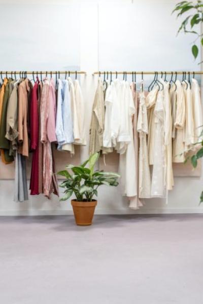 Clothes hanging on a rack