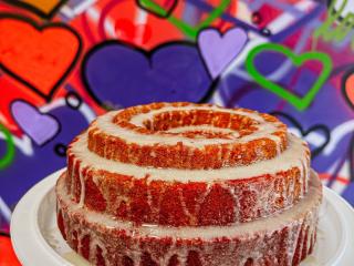 "Red velvet cream cheese pound cake at Natabelle's Desserts in Winston-Salem.