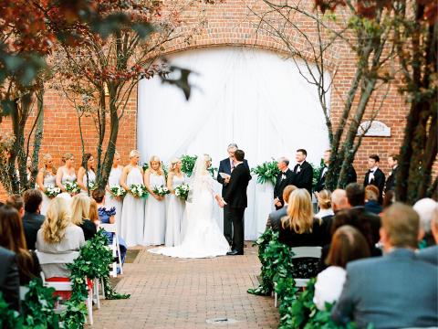 Wedding Ceremony in Brookstown Inn Countryard