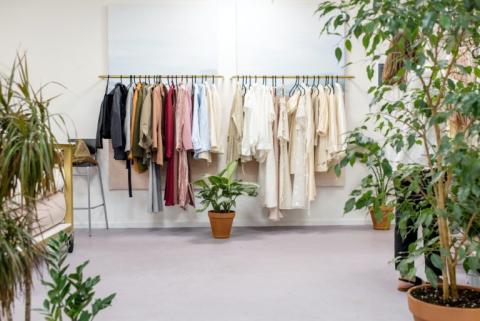 Clothes hanging on a rack