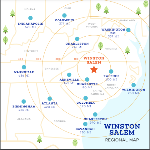 Regional view of Winston-Salem