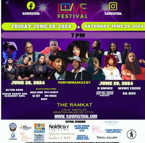 Promotional graphic featuring the performances for 1Love Festival