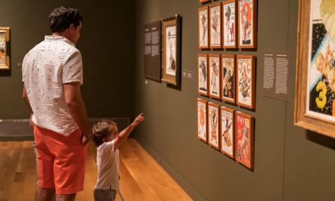 A father and son admire art at Reynolda House Museum of American Art