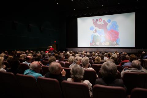 A full theatre of movie goers attending a screening during the Riverrun International Film Festival in Winston-Salem.