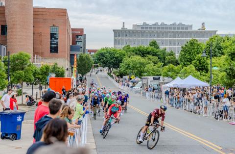 The Winston Salem Cycling Classic heads through downtown Winston-Salem, part of Gears and Guitars weekend.