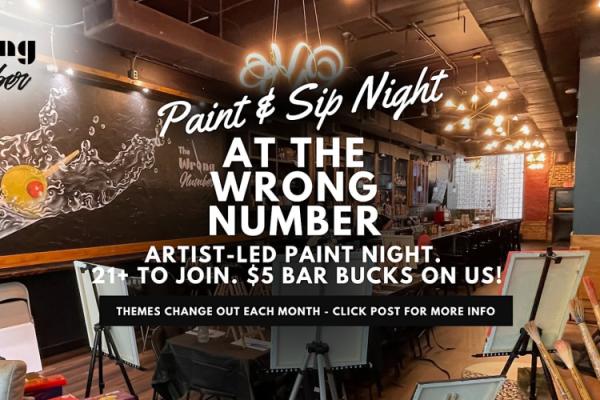 Paint Night at The Wrong Number Bar - Winston Salem Photo