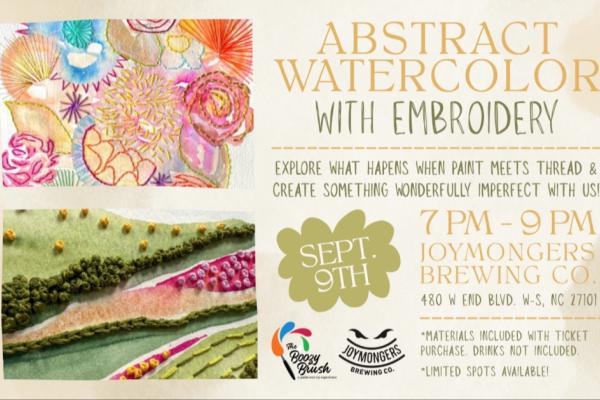 Abstract Watercolor with Embroidery Photo