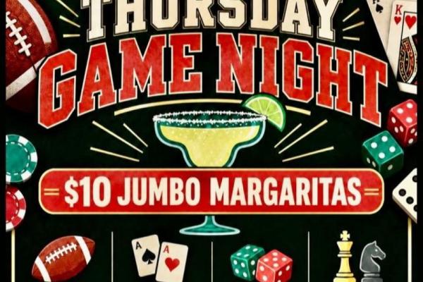Thursday Game Night with $10 jumbo margaritas at The Observatory Photo