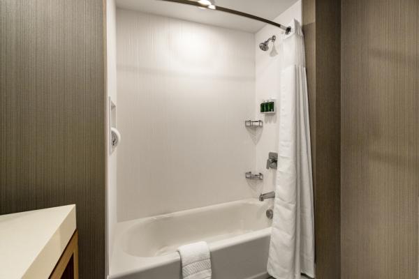 Our spacious bathroom includes a large shower and vanity, bright lighting and our intuitive “shower nook” to place your amenities and towels Photo 16