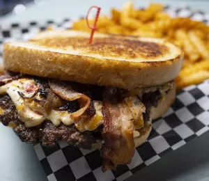 A smashburger melt sandwich at Heff's Burger Club in downtown Winston-Salem.
