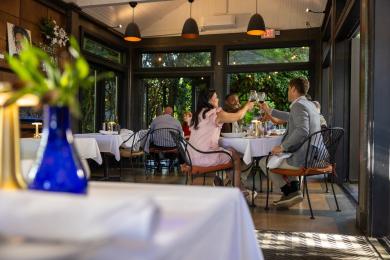 A group of two couples dining at Bernardin's Restaurant in Winston-Salem, North Carolina.