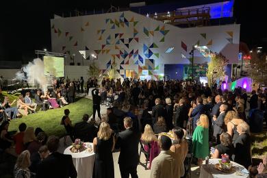 A large event takes place outside of Kaleideum Children's Museum in Winston-Salem.