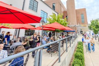 Patio dining at Bailey Power Plant; Jared Kay photo