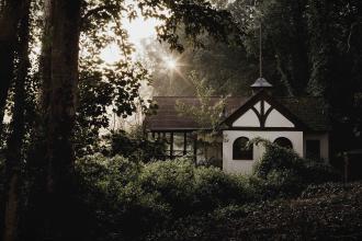 The boathouse at Reynolda Gardens, where the Lady in White is often seen