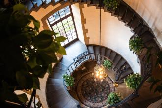 The spiral staircase at the Graylyn Estate and Conference Center.