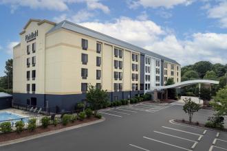Exterior of the Fairfield Inn &amp; Suites Winston Salem hotel located just off I-40 across from Hanes Mall. Photo