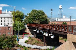 The entrance / exit point for the Long Branch Trail at Third Street.