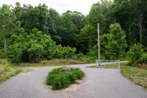 A bike rack at the Waughtown greenway at the Peachtree connector.