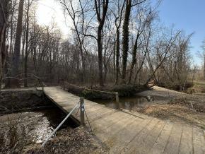 Bethabara Monarcas Creek Greenway crossing to Gods Acre
