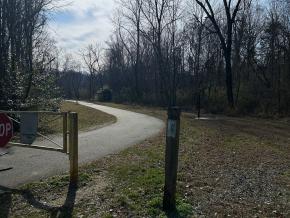 Bethabara + Monarcas Creek Greenway Old Town Drive entrance gate