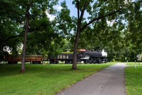 Tanglewood train locomotive blue trail