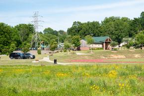 A back view of Happy Hill Park seen from the Salem Creek Greenway.