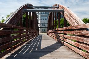 Molly Leight's Crossing Bridge, which passes over Salem Creek as part of the greenway trail.