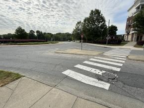 Street crossing at Old Salem traffic circle