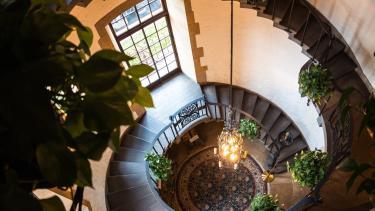 The spiral staircase at the Graylyn Estate and Conference Center.